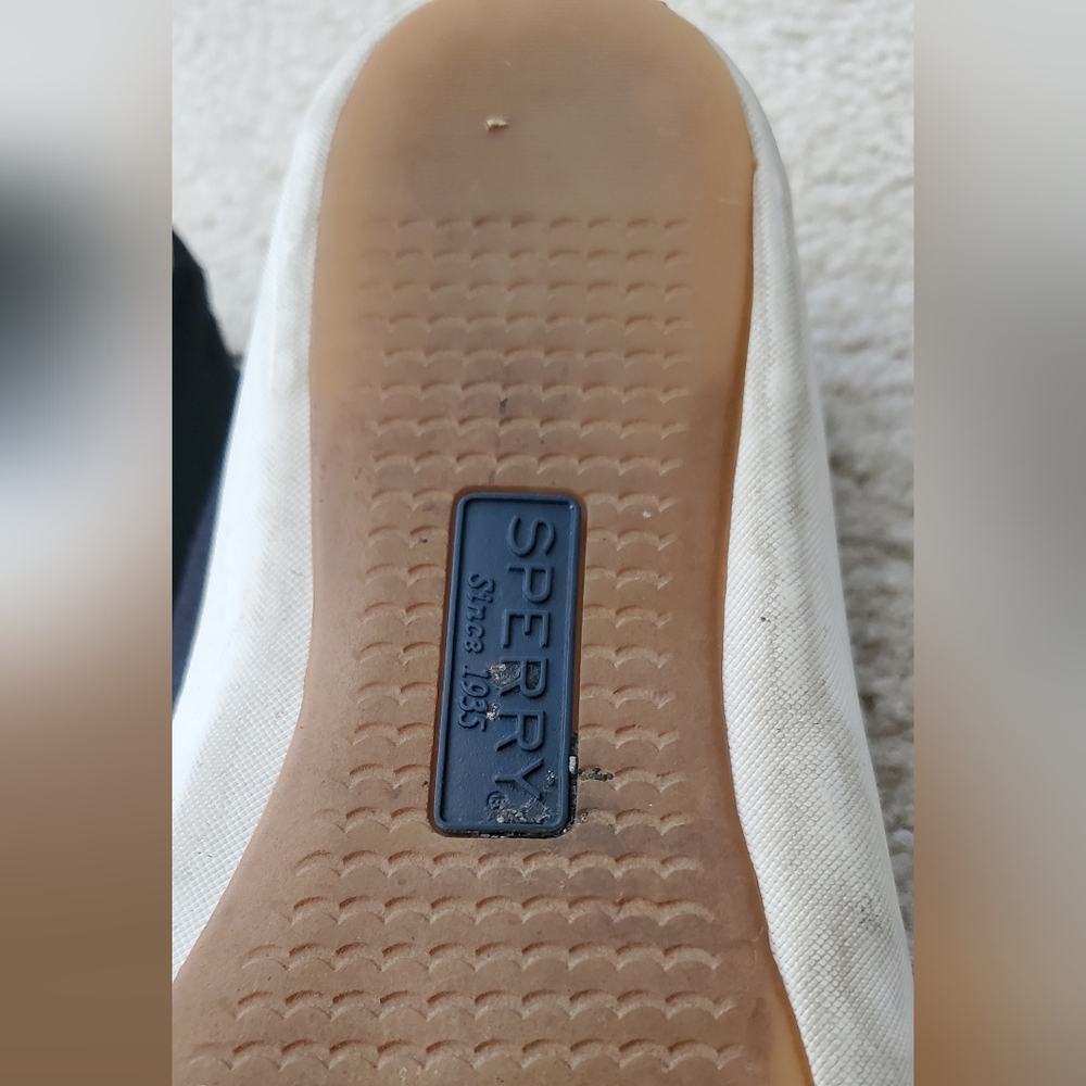 Black Canvas Sperry Boat Loafers Slip On Shoes 9 - Picture 6 of 7
